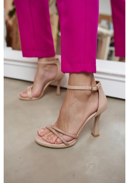 Kasia Kadın Bej Saten Taş Detay Topuklu Abiye Ayakkabi indirimleri