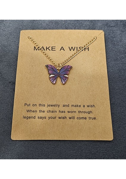 Dilek Kelebeği Koleksiyonu — Renkli Kelebek Kolye Kartlı Hediye fiyatları