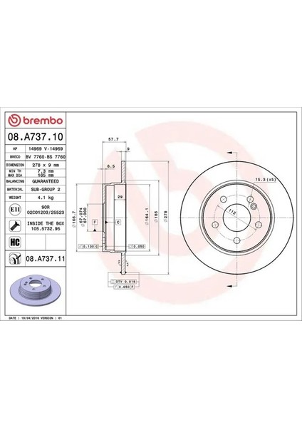 08A73711 Arka Fren Diski A0004231312 A2044230512 (2 Adet Fiyatıdır)