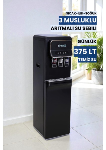 Arıtmalı Su Sebili 80GPD Ro - Sıcak, Ilık ve Soğuk Su - 3 Musluklu Siyah V2 (Üreticiden) fiyatları
