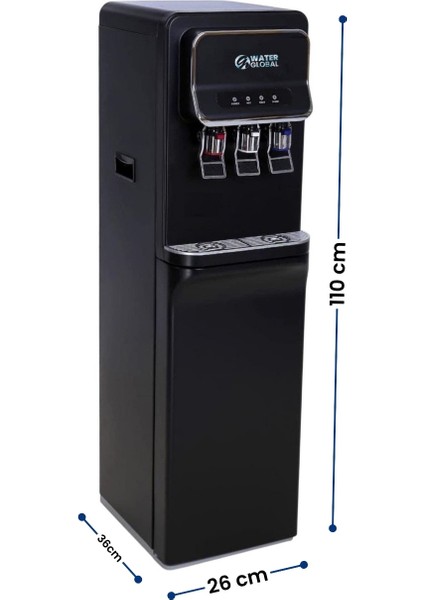 Arıtmalı Su Sebili 80GPD Ro - Sıcak, Ilık ve Soğuk Su - 3 Musluklu Siyah V2 (Üreticiden) fırsatları