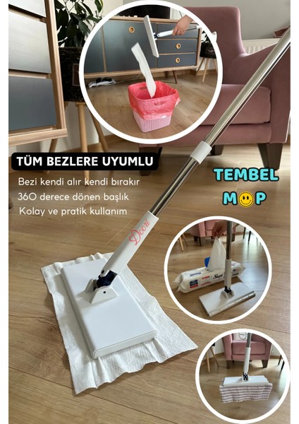 Tembel Mop Tüm Bezleri Kendi Alabilen Otomatik Mop Yüzey Temizlik Havlusu Kullan At Bezler Için