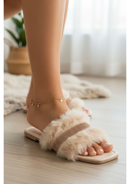 Kadın Günlük Terlik Peluş Içi Yünlü Kürklü Terlik Misafir Çeyiz Bohça Gelin Ev Terliği modelleri