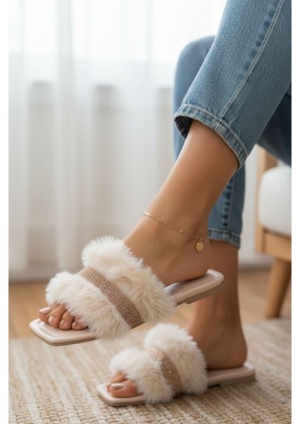 Kadın Günlük Terlik Peluş Içi Yünlü Kürklü Terlik Misafir Çeyiz Bohça Gelin Ev Terliği fırsatları