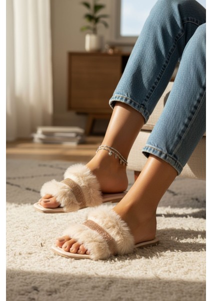 Kadın Günlük Terlik Peluş Içi Yünlü Kürklü Terlik Misafir Çeyiz Bohça Gelin Ev Terliği indirimleri