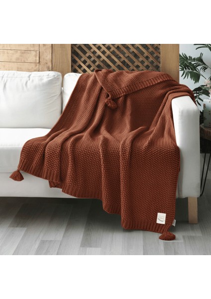 Coco Pirinç Örgü Ponponlu Triko Tv Battaniyesi Throw Koltuk Şalı