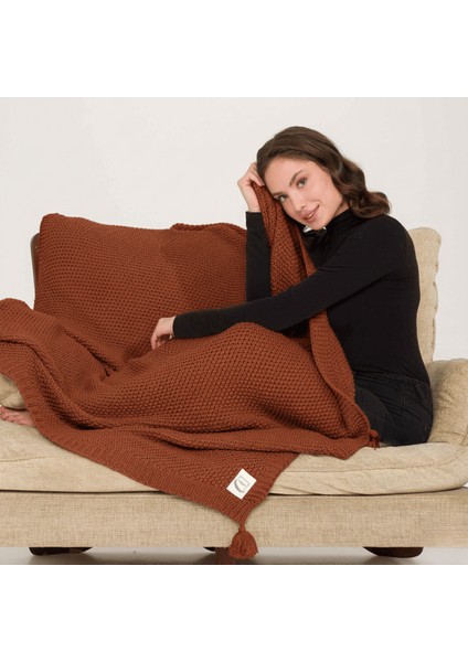 Coco Pirinç Örgü Ponponlu Triko Tv Battaniyesi Throw Koltuk Şalı modelleri