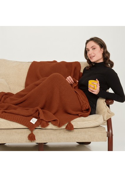 Coco Pirinç Örgü Ponponlu Triko Tv Battaniyesi Throw Koltuk Şalı fırsatları