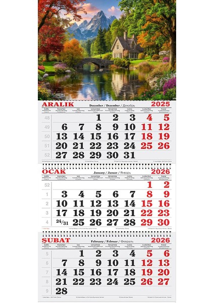 2026 Yılı Gemici Takvimi- Taş Köprü ve Ev