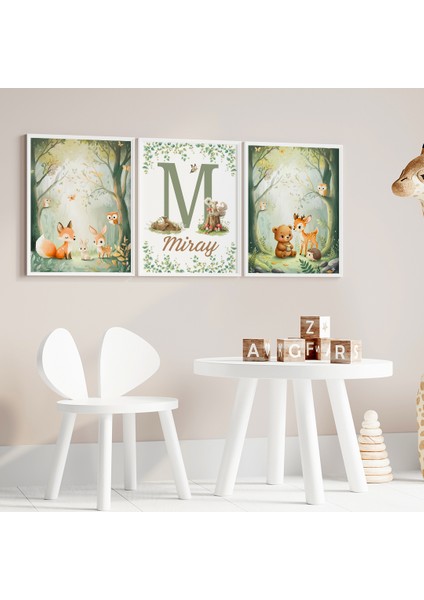 Orman Hayvanları Isim Tablo Seti, Çocuk Odası Tablo, Bebek Odası Tablo fiyatları