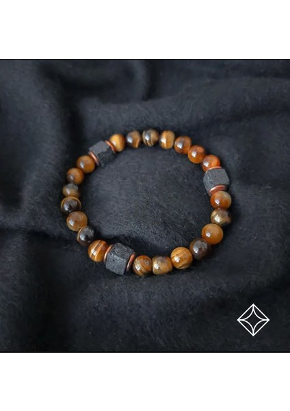 Kaplan Gözü ve Lav Taşı Doğal Taş Bileklik modelleri