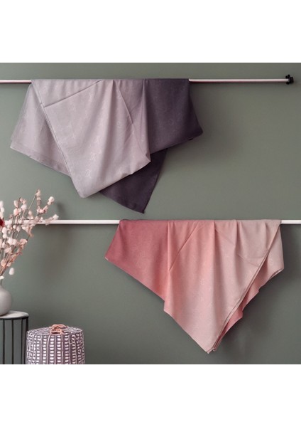 Pembe Duman Jakarlı İkili Degrade Şal Seti