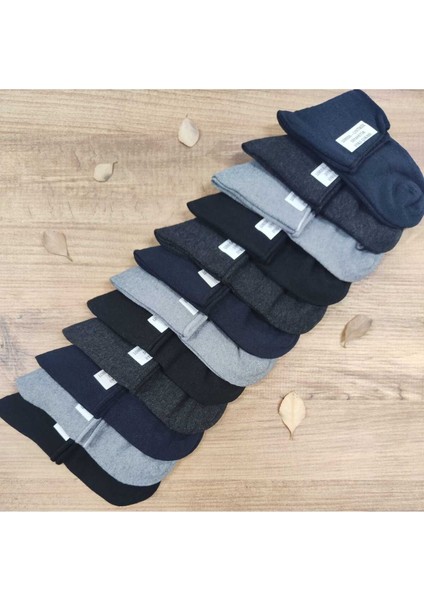 12 Çift Kadın Lastiksiz Çorap Dikişsiz Rahat Lastik Düz Pamuklu Diyabetik Orta Konç