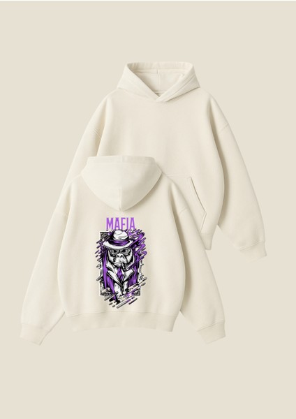 Real Mafia Baskılı Unisex Boxy Fit Hoodie Sweatshirt