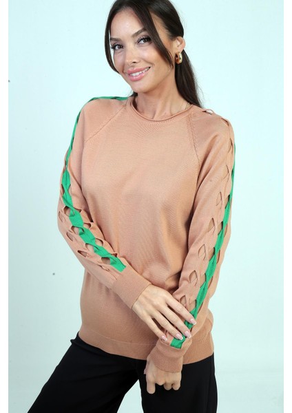 Kadın Kolu Şerit Dekolteli Triko Bluz modelleri