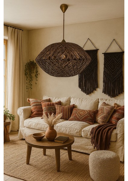 Doğal,el Yapımı -Bohem,rustik,modern,hasır,jüt-Sarkıt Avize indirimleri