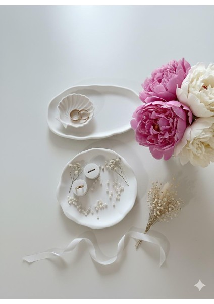 El Yapımı Söz Tepsisi,nişan Tepsisi,takı Organizeri 2 Li Tepsi ve 2 Adet Yüzüklük Set-