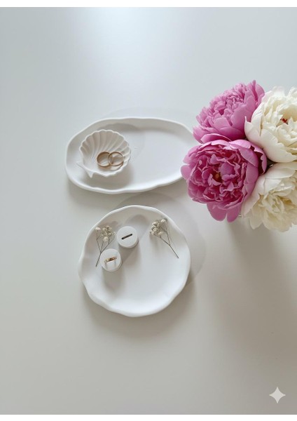 El Yapımı Söz Tepsisi,nişan Tepsisi,takı Organizeri 2 Li Tepsi ve 2 Adet Yüzüklük Set- fırsatları