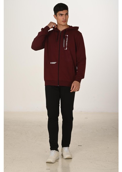 Erkek Pamuklu Kapüşonlu Eşofman Takımı Bordo 5286-B modelleri