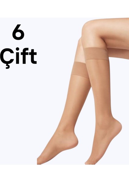 Kadın 6 Çift Ince 20 Denye Mat Diz Altı Pantolon Çorabı