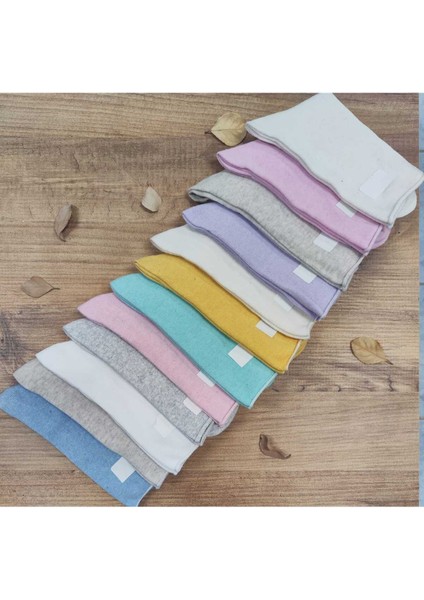 12 Çift Kadın Lastiksiz Çorap Dikişsiz Rahat Lastik Düz Pamuklu Diyabetik