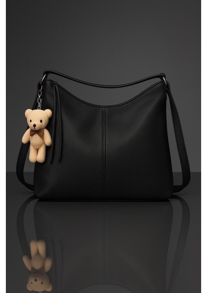 Kadın Suni Deri Ayarlanabilir Omuz Askılı Ayıcıklı Omuz ve Sırt Çantası Olabilen Omuz Çantası