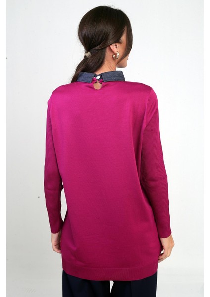 Kadın Taşlı Gömlek Yaka Tunik Triko Bluz fırsatları