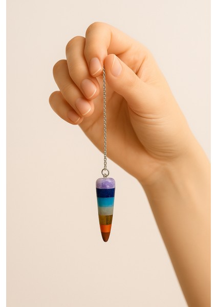 Doğal 7 Çakra Taşı Sarkaç | Enerji Dengeleyici Meditasyon Pendulumu