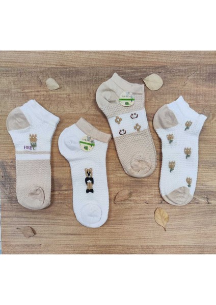 4 Çift Kadın Bambu Dikişsiz Kaliteli Patik Çorap