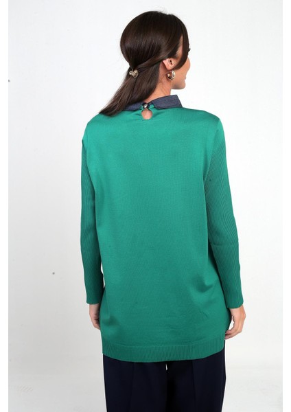 Kadın Taşlı Gömlek Yaka Tunik Triko Bluz fırsatları