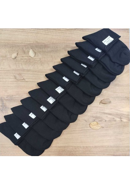 12 Çift Kadın Lastiksiz Çorap Dikişsiz Rahat Lastik Düz Pamuklu Diyabetik Orta Konç