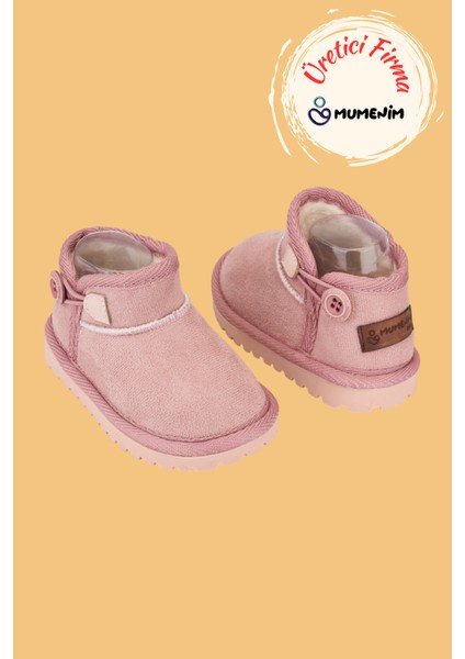 Kodiaq Kız Çocuk ve Bebek Kışlık Süet Pembe Bot | Ortopedik Kaymaz Taban, Sıcak Tutan Kürklü Bot