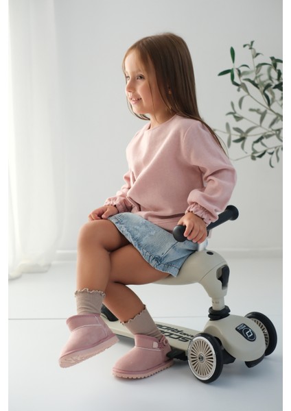 Kodiaq Kız Çocuk ve Bebek Kışlık Süet Pembe Bot | Ortopedik Kaymaz Taban, Sıcak Tutan Kürklü Bot