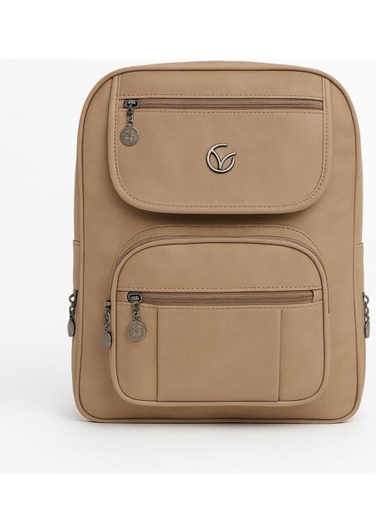 Kadın Suni Deri Çok Bölmeli Sırt Çantası Suya Dayanıklı Orta Boy Sırt Çantası