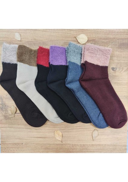 6 Çift Kadın Kıvrık Havlu Kışlık Çorap Pamuklu Çorap