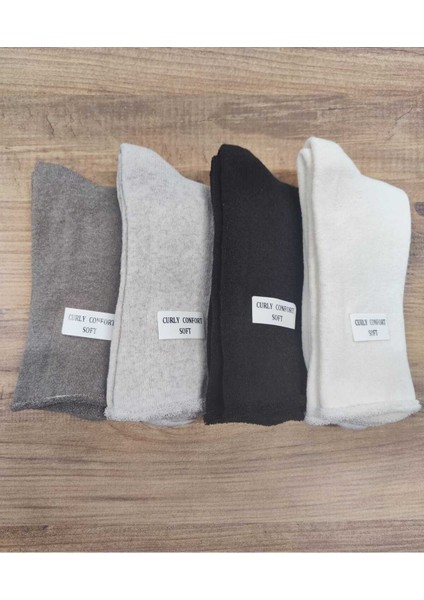 Lastiksiz Diyabetik Termal Çorap 4 Çift Kalın Içi Havlu