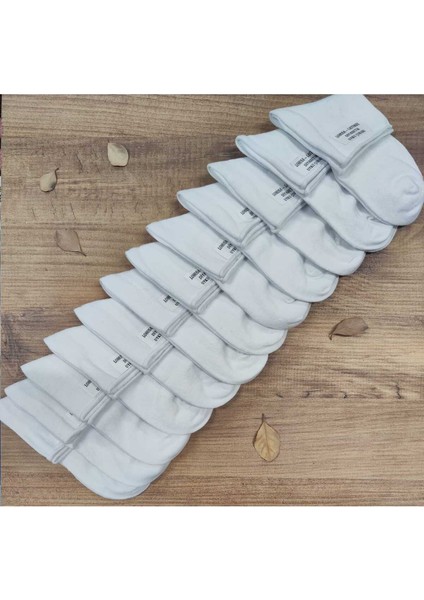 12 Çift Kadın Lastiksiz Çorap Dikişsiz Rahat Lastik Düz Pamuklu Diyabetik Orta Konç