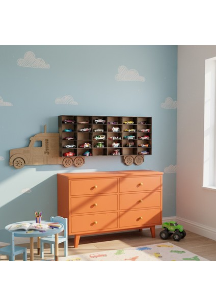 Ahşap Tır Kamyon Hobi Rafı - 1:64 Diecast Model Araba Koleksiyon Sergileme Standı - Hot Wheels Uyumlu Dekoratif Duvar Düzenleyici fiyatları