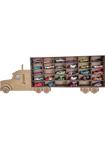 Ahşap Tır Kamyon Hobi Rafı - 1:64 Diecast Model Araba Koleksiyon Sergileme Standı - Hot Wheels Uyumlu Dekoratif Duvar Düzenleyici indirimleri