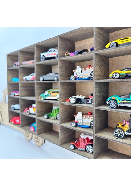 Ahşap Tır Kamyon Hobi Rafı - 1:64 Diecast Model Araba Koleksiyon Sergileme Standı - Hot Wheels Uyumlu Dekoratif Duvar Düzenleyici
