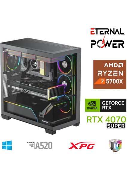 E.power Ryzen 7 5700X 32G Ddr4 1tb M.2 RTX4070 Super A520 T750W