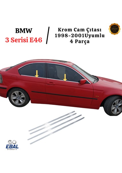 Bmw 3 Serisi E46 Krom Cam Çıtası 4 Parça 1998-2001 P.çelik (Coupe)