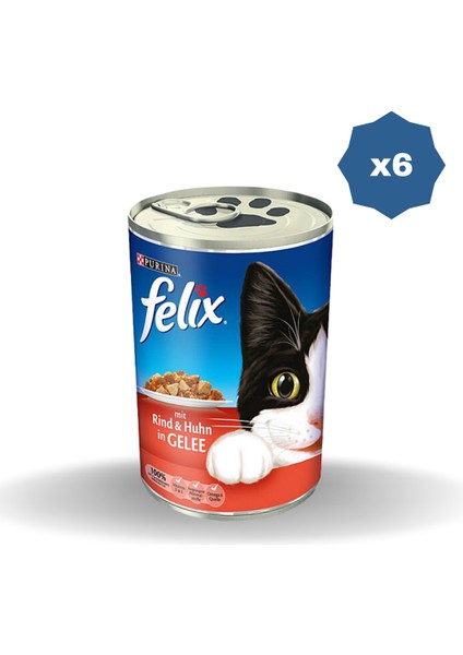 Konserve Kedi Maması Sığırlı 400 gr - (6 Adet)