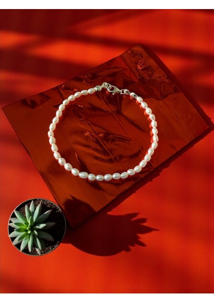 Sertifikalı Mini Arpa Inci Gümüş Bileklik 15 cm - Aa Kalite