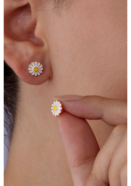 Mineli Papatya Motifli Gümüş Küpe fiyatları