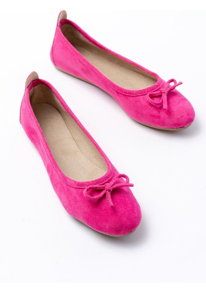 6101 Fuşya Süet Fiyonklu Günlük Kadın Babet modelleri