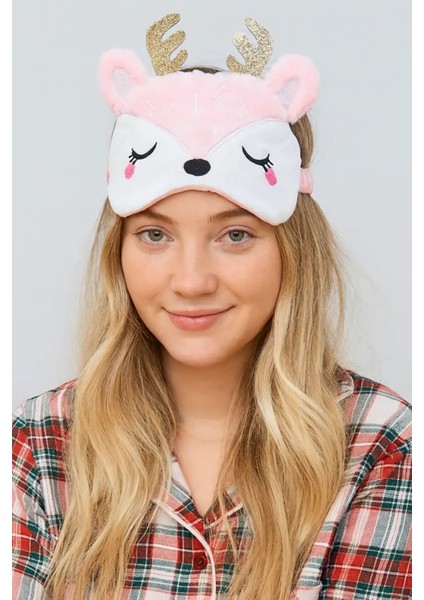 Ren Geyiği Pembe Peluş Uyku Maskesi Uyku Bandı Göz Bandı fiyatları