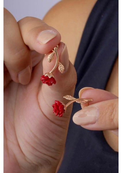 Kırmızı Gül Gümüş Küpe fiyatları