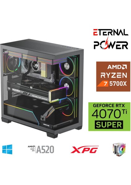 E.power Ryzen 7 5700X 32G Ddr4 1tb M.2 RTX4070TI Super A520 T750W