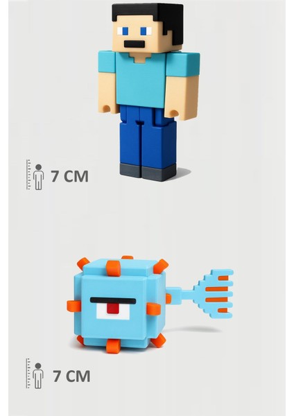Minecraft Steve ve Guardian Set Hareketli Eklemli Figür